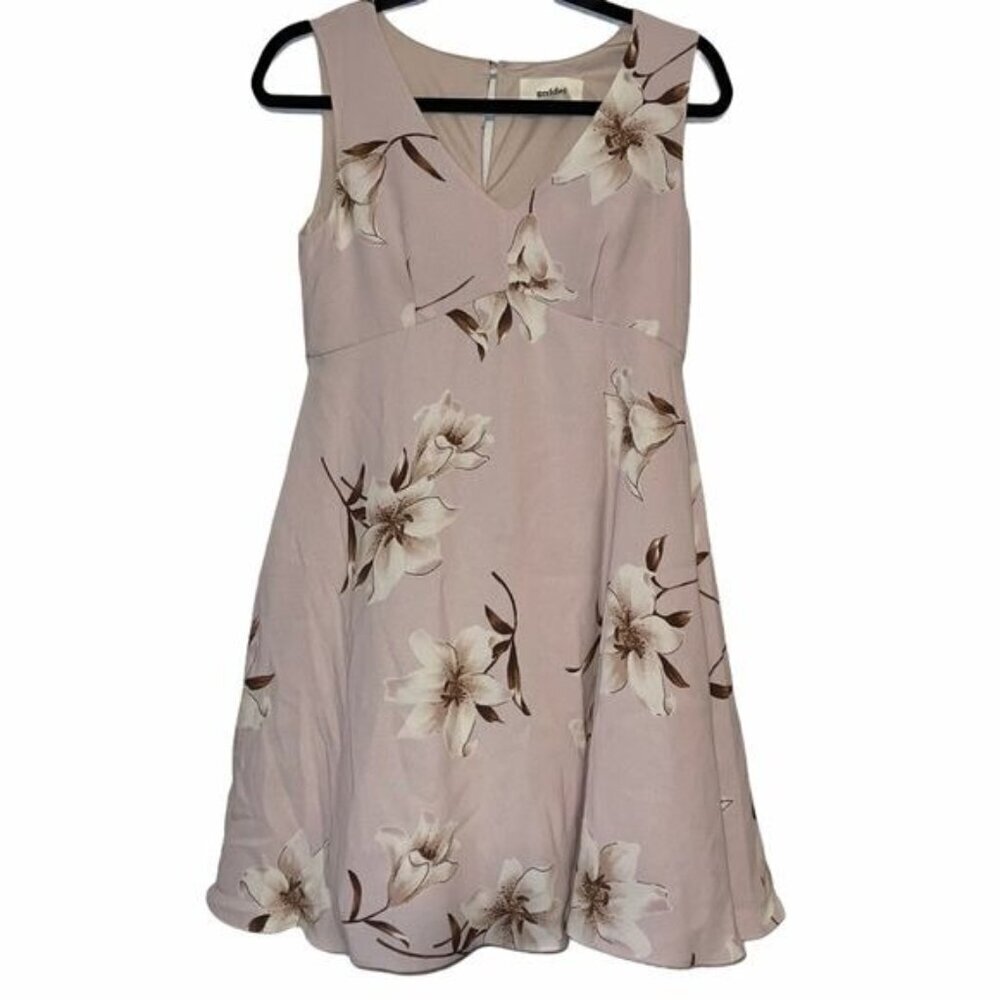 Snidel Floral Taupe Tan Sleeveless Lined Short Dress Women's Size 0